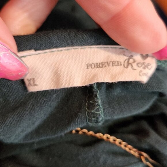 Forever Rose Green Fit & Flare Mini Dress with Removable Gold Necklace Size XL - Picture 10 of 10